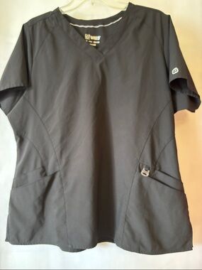 WonderWink Black V-Neck Scrub Top - Women